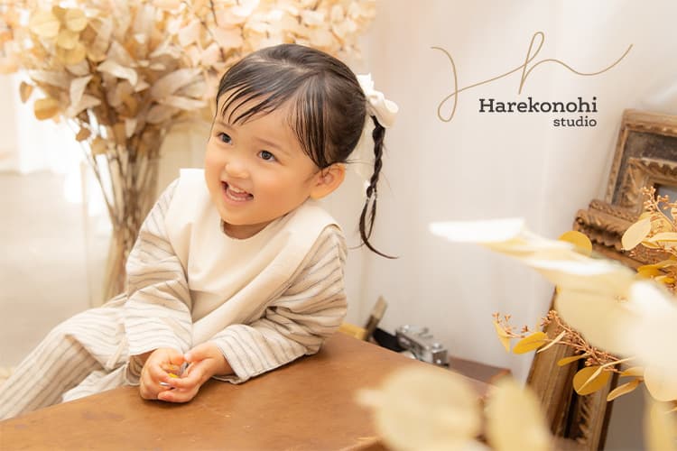 七五三　女の子　3歳　ヘアアレンジ　髪型　三つ編み　リボン　アンティーク　洋装