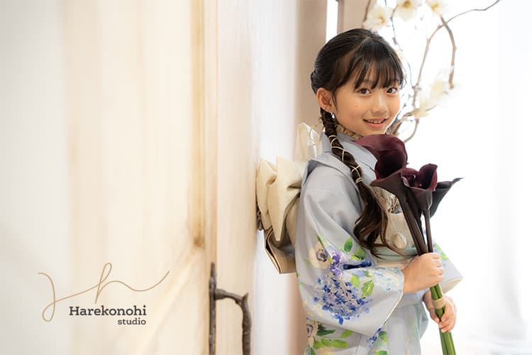 七五三　女の子　7歳　ヘアアレンジ　髪型　みつあみ　三つ編み　ナチュラル　和装