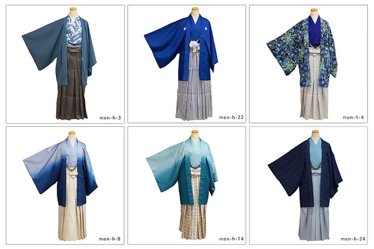 ハレこの日スタジオ　成人式　卒業式　新成人　着物　カッコいい　爽やか　男性　青　ブルー　愛知